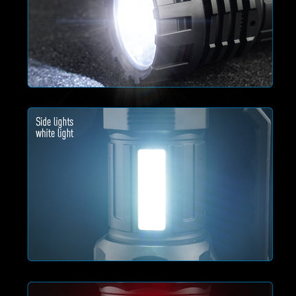 Black LED Searchlight - Rechargeable Handheld Spotlight, 500m Range, Long Lasting.