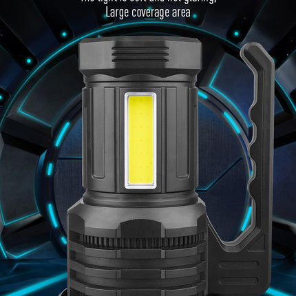 Black LED Searchlight - Rechargeable Handheld Spotlight, 500m Range, Long Lasting.