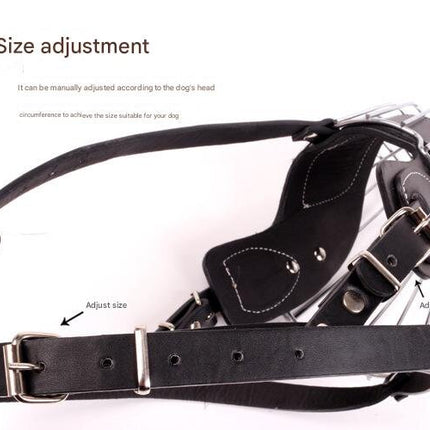 Black Metal Basket Dog Muzzle - Anti-Bite & Anti-Barking - XL.