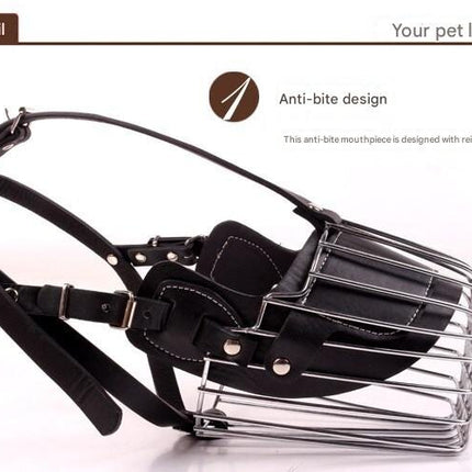 Black Metal Basket Dog Muzzle - Anti-Bite & Anti-Barking - XL.