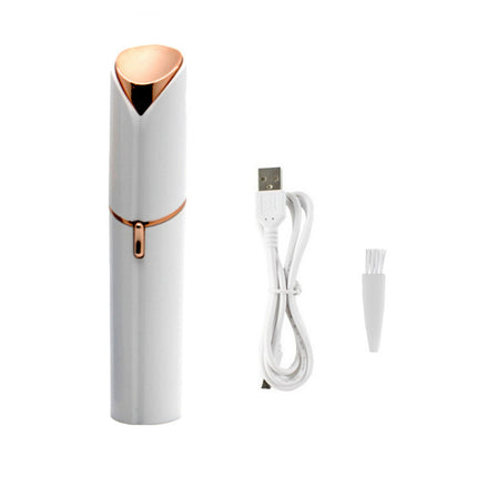White Mini Lipstick Electric Shaver - USB Rechargeable Facial Hair Remover.