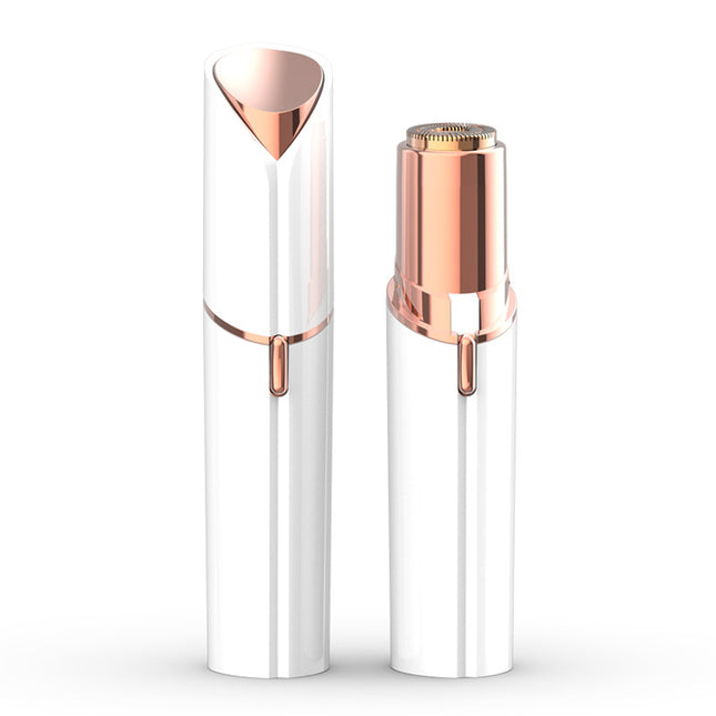 White Mini Lipstick Electric Shaver - USB Rechargeable Facial Hair Remover.