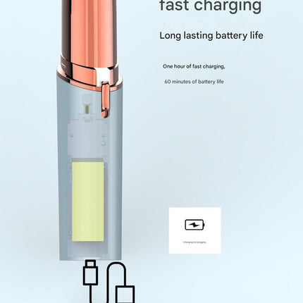 White Mini Lipstick Electric Shaver - USB Rechargeable Facial Hair Remover.