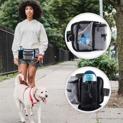 Multi-Function Dog Training Belt Bag with Water Bottle Holder - Grey.