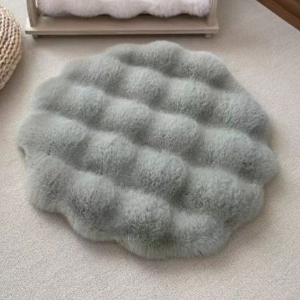 Matcha color Plush Round Cat Mat - Soft Faux Fur Sleeping Pad (40cm Diameter).