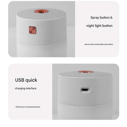 White 300ml USB Air Humidifier - Quiet Mini Humidifier for Bedroom, Office, Car.