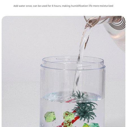Pink Mini USB Micro Landscape Humidifier - 260ml Cool Mist Maker with LED Light.