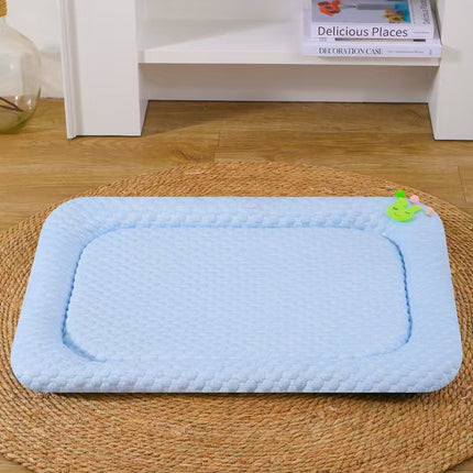 Blue Breathable Cooling Pet Mat - Ice Bean Summer Bed for Small Dogs (L : 50x65cm).