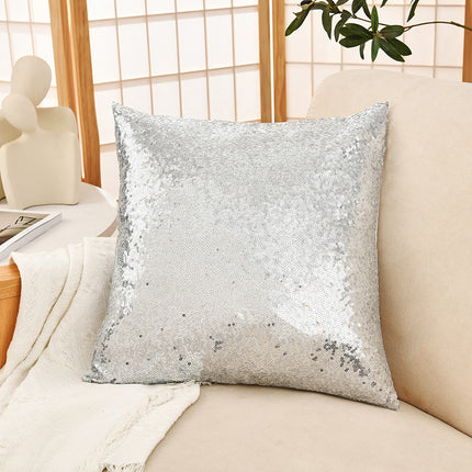 Shiny Sequin Pillowcase - Single-sided gorgeous pillowcase  (Silver pair: 45x45cm).