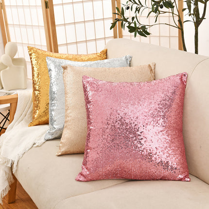 Shiny Sequin Pillowcase - Single-sided gorgeous pillowcase  (Pink pair: 40x40cm).