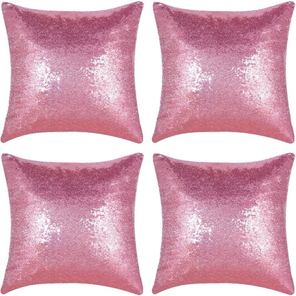 Shiny Sequin Pillowcase - Single-sided gorgeous pillowcase  (Pink pair: 40x40cm).
