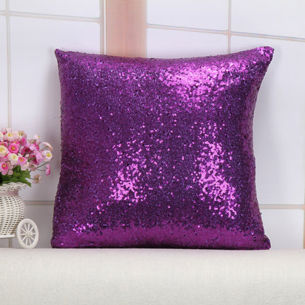 Shiny Sequin Pillowcase - Single-sided gorgeous pillowcase  (Purple pair: 40x40cm).