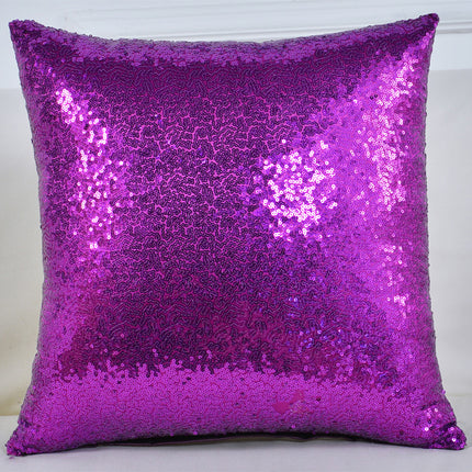 Shiny Sequin Pillowcase - Single-sided gorgeous pillowcase  (Purple pair: 40x40cm).