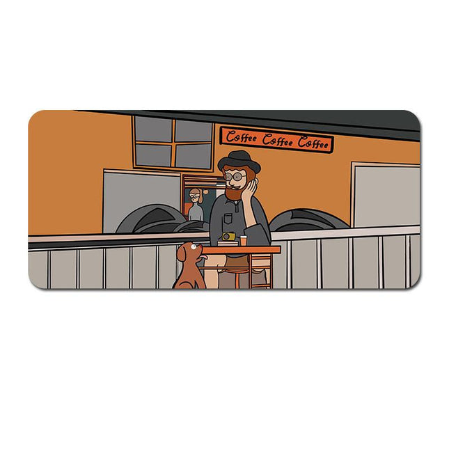 Extended Gaming Mousepad (80x30x0.4cm) - Big Beard Uncle Design, Stitched Edges - Style 3.