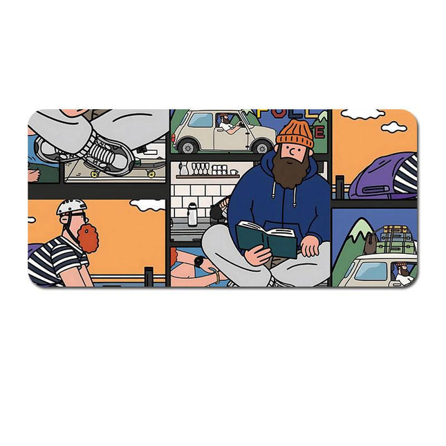 Extended Gaming Mousepad (80x30x0.4cm) - Big Beard Uncle Design, Stitched Edges - Style 4.