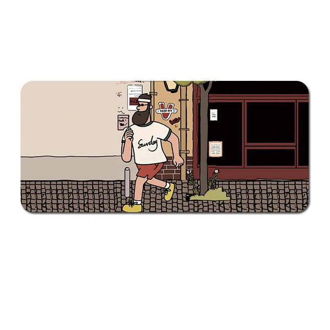 Extended Gaming Mousepad (80x30x0.4cm) - Big Beard Uncle Design, Stitched Edges - Style 5.