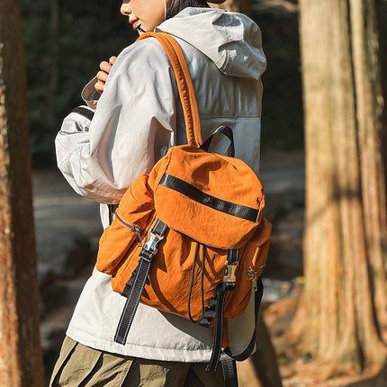 Brown Lightweight Nylon Backpack - Water Resistant Travel Daypack for Women & Men.