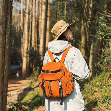 Brown Lightweight Nylon Backpack - Water Resistant Travel Daypack for Women & Men.