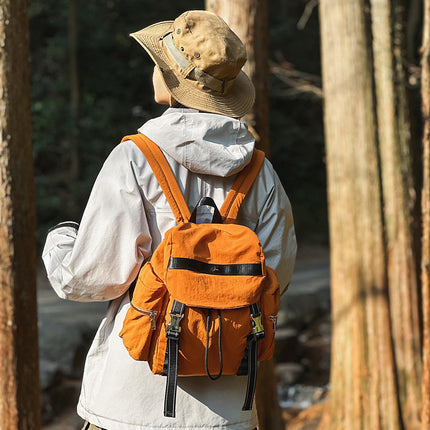 Brown Lightweight Nylon Backpack - Water Resistant Travel Daypack for Women & Men.