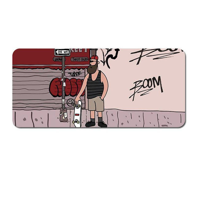 (80x30x0.4cm) Computer Desk Mat - Big Beard Uncle Series, Smooth Gaming Surface - Style 4.