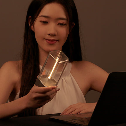 Silver Portable Magnetic Table Lamp with Bendable LED - USB-C Rechargeable.