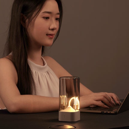 White Portable Magnetic Table Lamp with Bendable LED - USB-C Rechargeable.