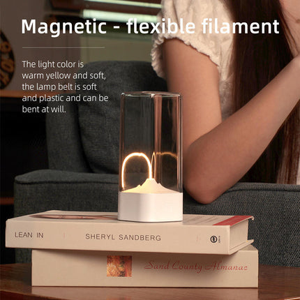 White Portable Magnetic Table Lamp with Bendable LED - USB-C Rechargeable.
