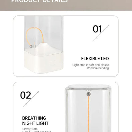 White Portable Magnetic Table Lamp with Bendable LED - USB-C Rechargeable.