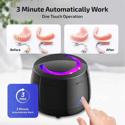 White Ultrasonic Cleaner with UV Light for Dentures, Aligners & Jewelry.