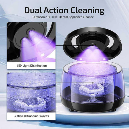 White Ultrasonic Cleaner with UV Light for Dentures, Aligners & Jewelry.