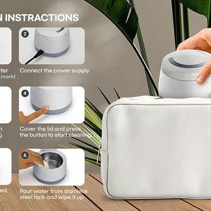 White Ultrasonic Cleaner with UV Light for Dentures, Aligners & Jewelry.