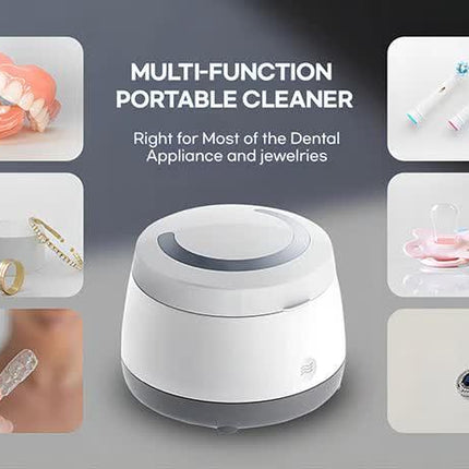 White Ultrasonic Cleaner with UV Light for Dentures, Aligners & Jewelry.