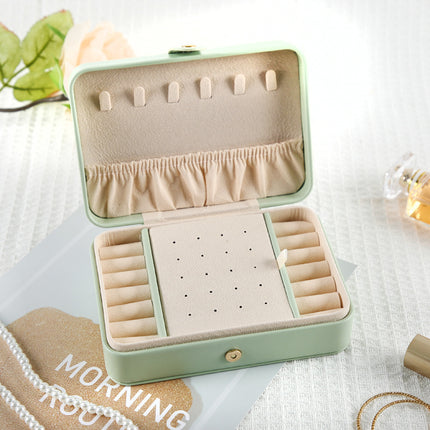 Pink Elegant Quilted PU Leather Jewelry Box - Portable Organizer for Travel & Home.