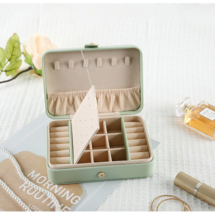 Pink Elegant Quilted PU Leather Jewelry Box - Portable Organizer for Travel & Home.