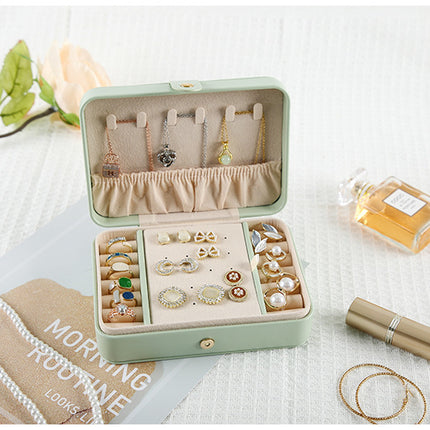 Pink Elegant Quilted PU Leather Jewelry Box - Portable Organizer for Travel & Home.