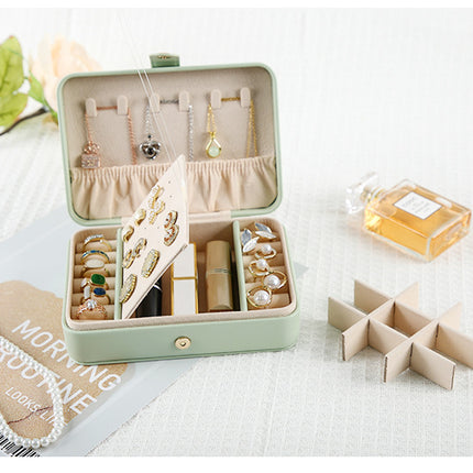 Pink Elegant Quilted PU Leather Jewelry Box - Portable Organizer for Travel & Home.