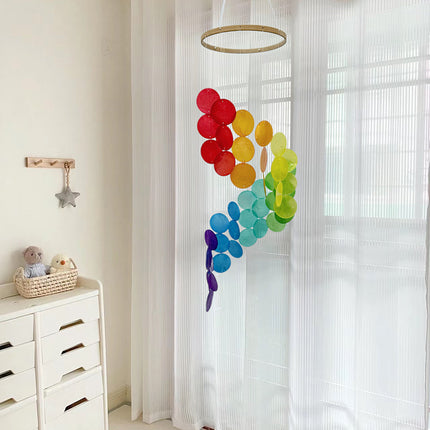 Cyan Bohemian Seashell Wind Chime - Dream Catcher Hanging Decor for Home.