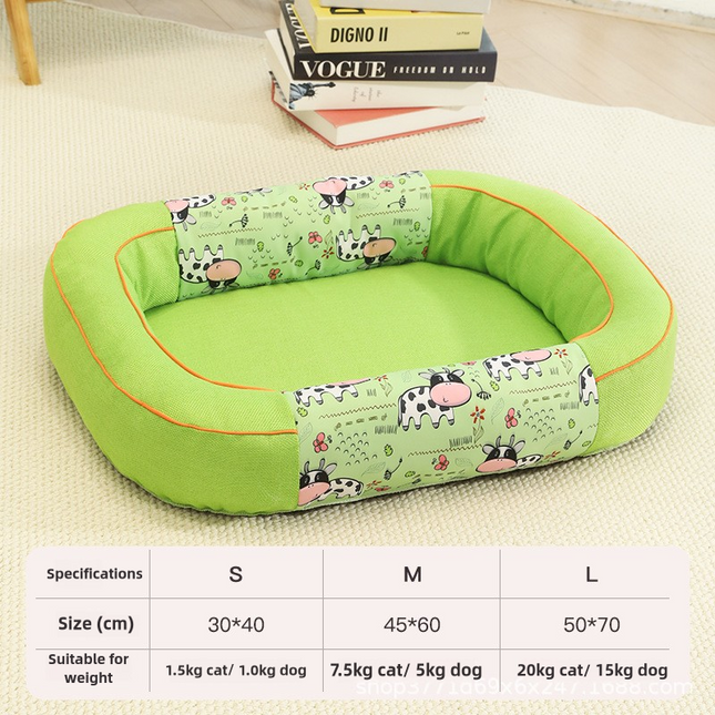 Size M Green Cozy Pet Bed for Small Dogs and Cats - Durable & Chew-Resistant Nest for All Seasons.