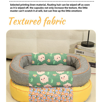 Size M Green Cozy Pet Bed for Small Dogs and Cats - Durable & Chew-Resistant Nest for All Seasons.