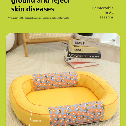Size M Green Cozy Pet Bed for Small Dogs and Cats - Durable & Chew-Resistant Nest for All Seasons.