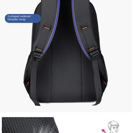 Black And Blue Large Capacity Business Backpack for Men and Women - Waterproof Laptop School Bag with Breathable Design.