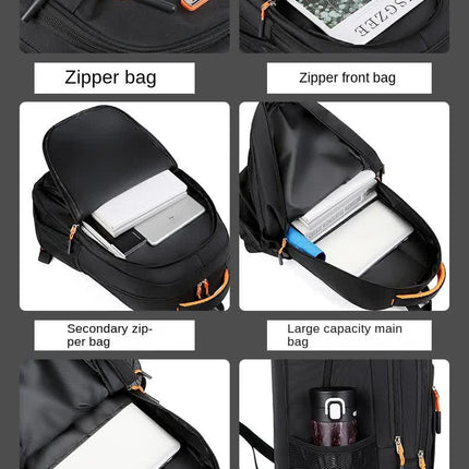 Black And Blue Large Capacity Business Backpack for Men and Women - Waterproof Laptop School Bag with Breathable Design.