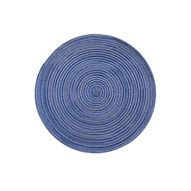 8 Pcs Blue Woven Round Placemat - Non-Slip, Heat-Resistant Dining Table Mat,  36cm.