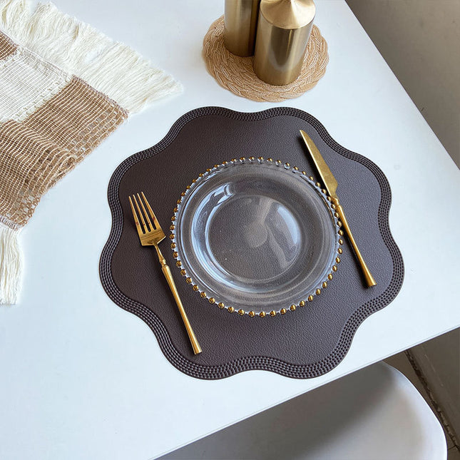 Coffee Nordic Style Faux Leather Placemats Set of 4 - Heat-Resistant Waterproof Table Mats 38x38cm(cutlery not included).