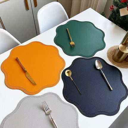 Coffee Nordic Style Faux Leather Placemats Set of 4 - Heat-Resistant Waterproof Table Mats 38x38cm(cutlery not included).