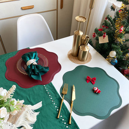 Coffee Nordic Style Faux Leather Placemats Set of 4 - Heat-Resistant Waterproof Table Mats 38x38cm(cutlery not included).