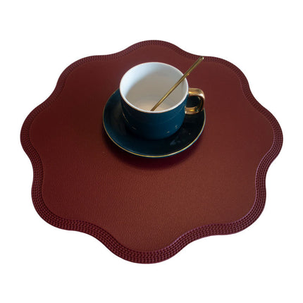 Coffee Nordic Style Faux Leather Placemats Set of 4 - Heat-Resistant Waterproof Table Mats 38x38cm(cutlery not included).