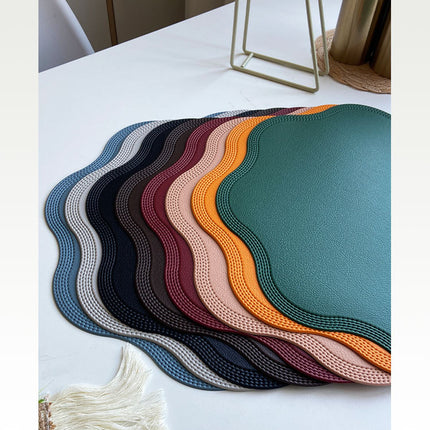 Coffee Nordic Style Faux Leather Placemats Set of 4 - Heat-Resistant Waterproof Table Mats 38x38cm(cutlery not included).