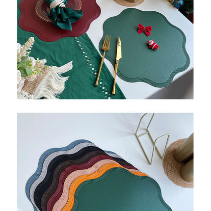 Coffee Nordic Style Faux Leather Placemats Set of 4 - Heat-Resistant Waterproof Table Mats 38x38cm(cutlery not included).