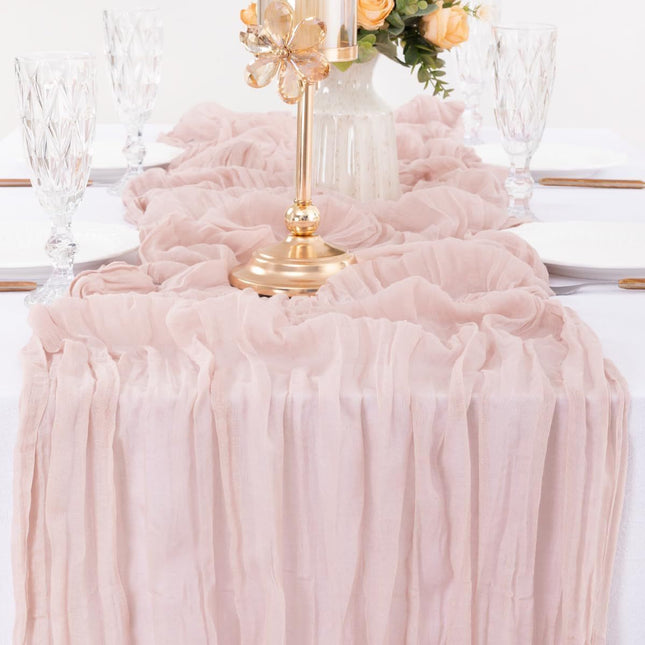 Pink Bohemian Gauze Table Runner 2-Pack - Polyester Fabric for Party and Birthday Table Decor.